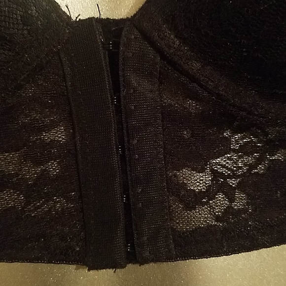 36B black lace sexy goth crop top bustier bra bralette cupped club party small - Picture 4 of 7